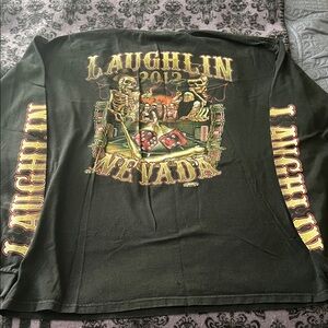🔥Laughlin Nevada Casino Skeleton Collectors Black Long Sleeve Tee